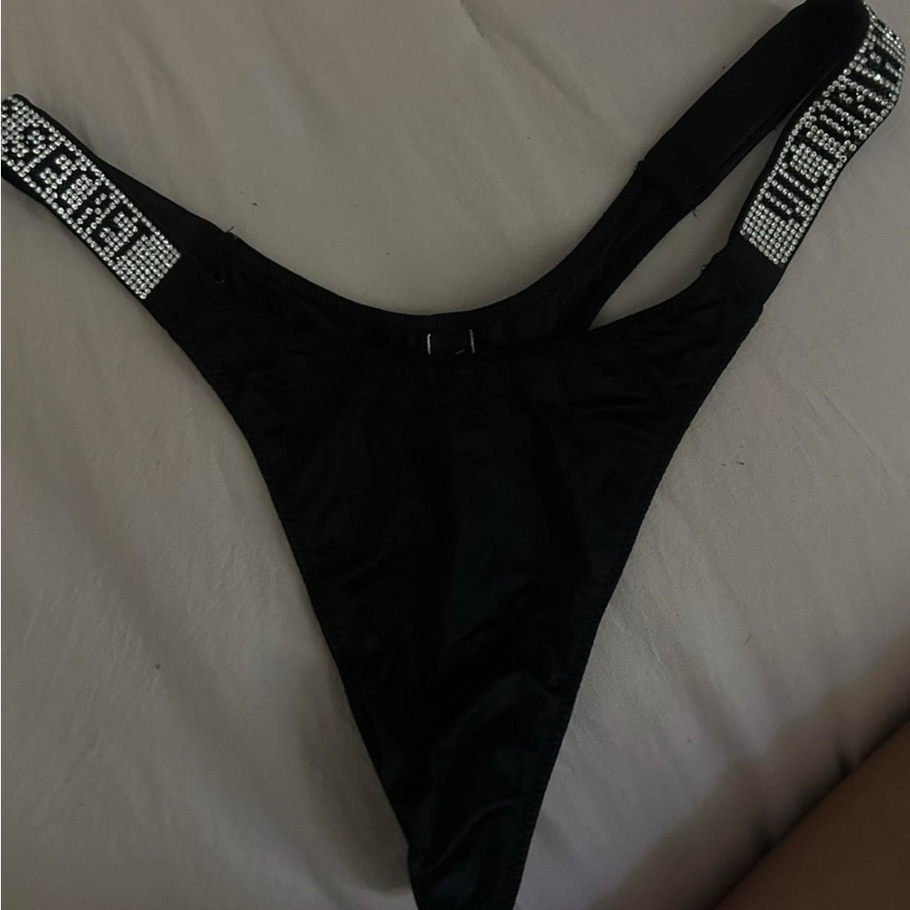 Black Rhinestone Strap Panties